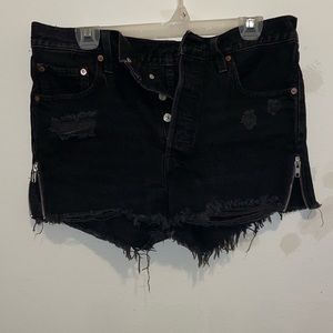 Distressed Black Levi Shorts